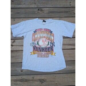 1996 Yankees World Series Champion T-Shirt Men's Gray Vintage Tee Signal Sport